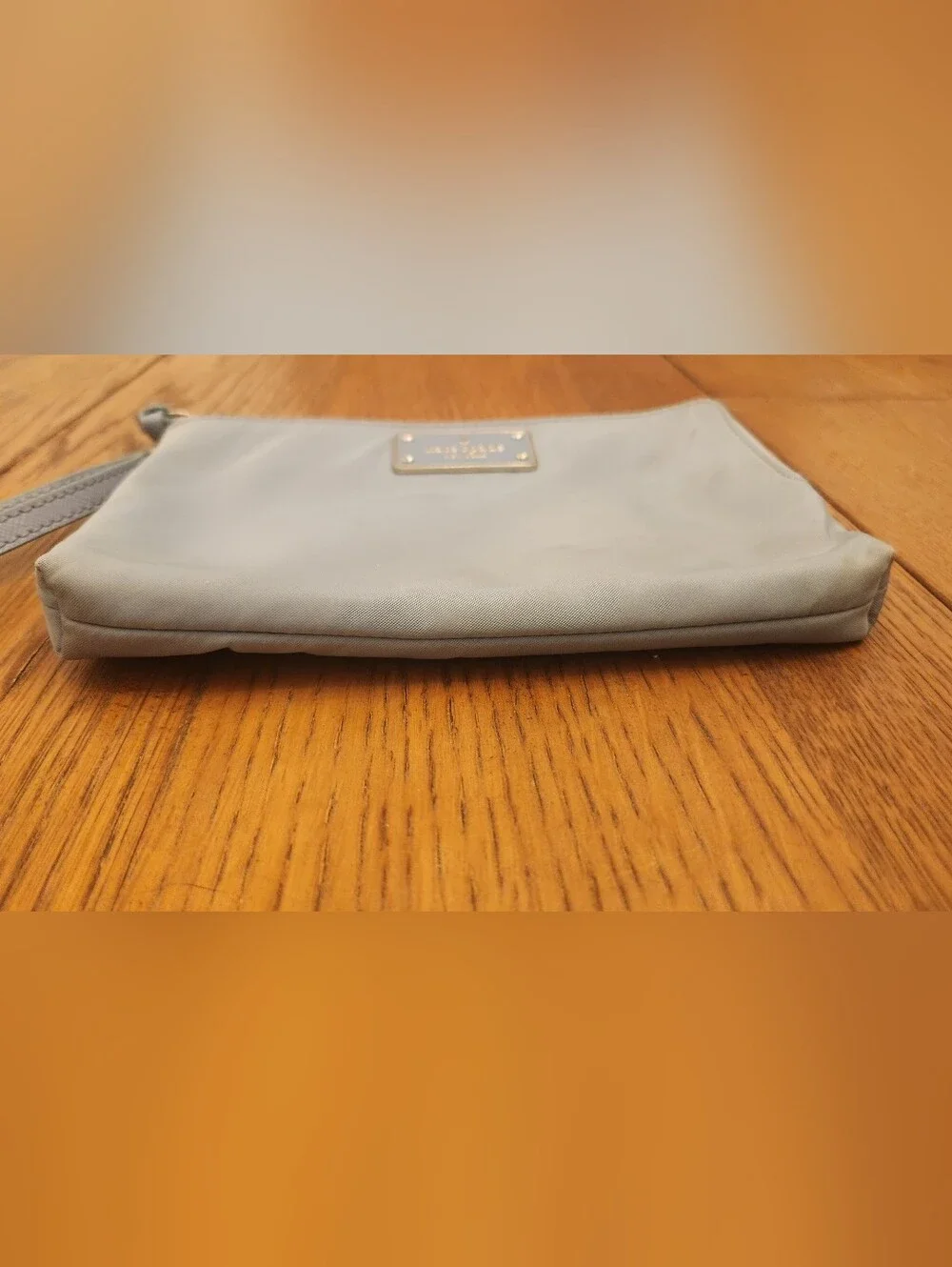kate spade Light Blue Double Zip Wristlet Clutch with Gold Plaque